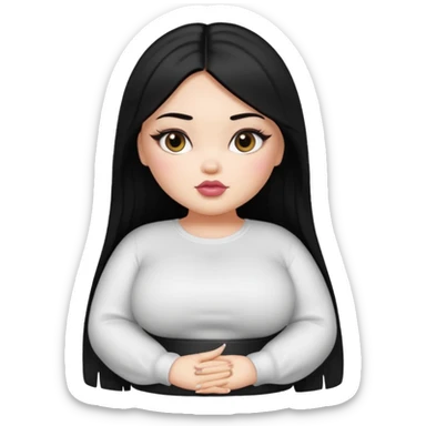 fat pretty bratz girl with black straight hair and white full sleeve sticker