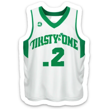 White and green basketball jersey with #2 sticker
