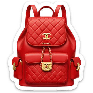 chanel red backpack gold hardware sticker