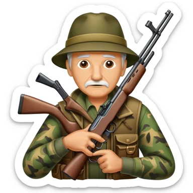 Grandpa the hunter lies in ambush sticker