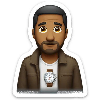 Brown Man with a watch waiting impatiently  sticker