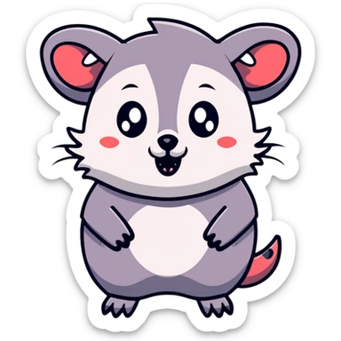 goth possum with dark colors, piercings, black lipstick sticker