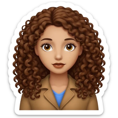 mujer morena cabello rizado largo castaño, ojos oscuros sticker