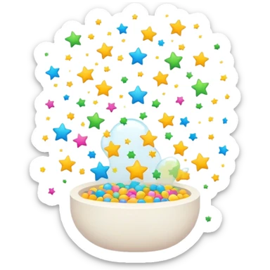A playful cartoon-style progress bar filling up, with soft, rounded edges and a bubbly animation effect. As it reaches the max level, small stars or confetti pop out, making it feel fun and engaging sticker