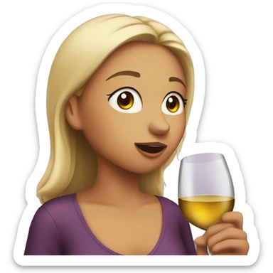 girl drinking wine with glass to her mouth sticker
