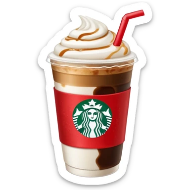 Starbucks iced espresso with milk and the cup has red ribbons printed on it sticker