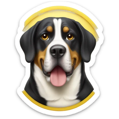 Swiss mountain dog in a banana costume sticker
