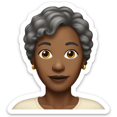 A 59 year Old black woman with thin brown hair and brown eyes sticker