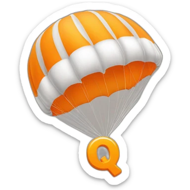 orange letter Q to which the parachute is attached sticker