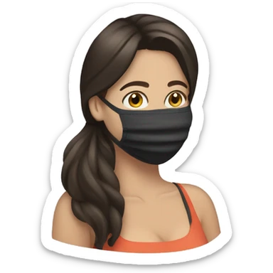 brunette woman putting on a face mask sticker