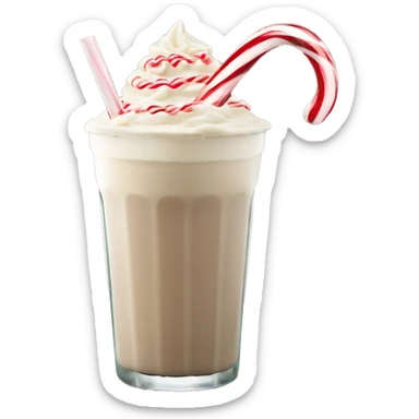 Iced white chocolate peppermint mocha in a festive glass with a candy cane straw sticker