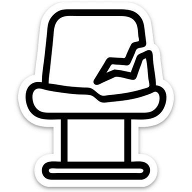 abstract broken football seat, minimal white outline, modern, inspired by Airbnb category icons sticker