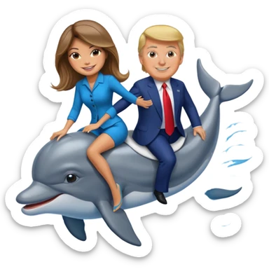 trump and melania riding dolphins sticker