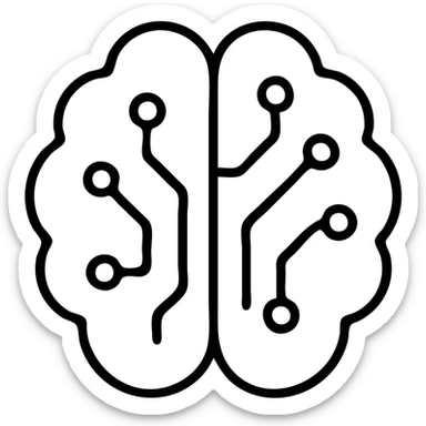 Circuit brain representing artificial intelligence, minimal design sticker