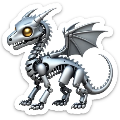A skeleton robot dragon tiny cute sticker