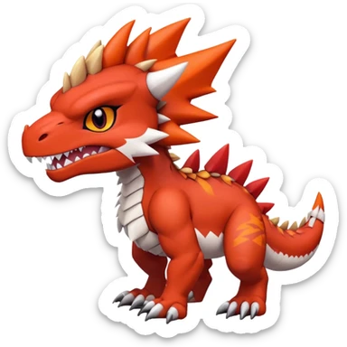 Cute Baby Chibi Guilmon-Tyrantrum-Tyrunt-hybrid (full body) sticker