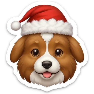 Hondje met kerstmuts sticker