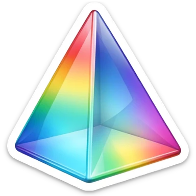 A 3d, not to detailed rainbow prismatic triangular prism. sticker