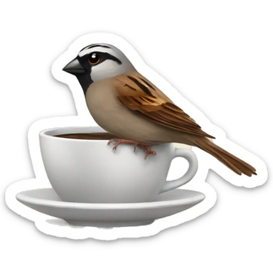 sparrow drinking coffee sticker