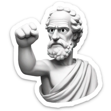 ancient greek philosopher shakes fist at sky in Simpsons style sticker