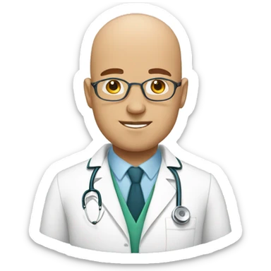 Bald doctor male sticker