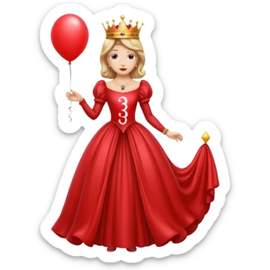 queen wearing dress, holding balloon in shape of number 3 sticker