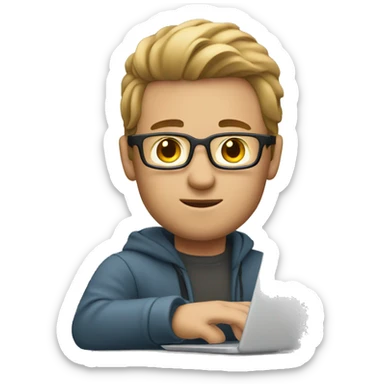 white man Video editor working on laptop sticker