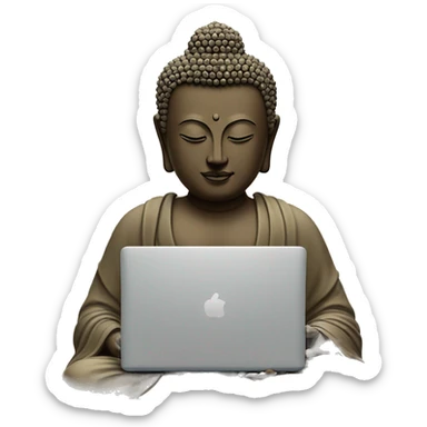 Buddha working on laptop sticker