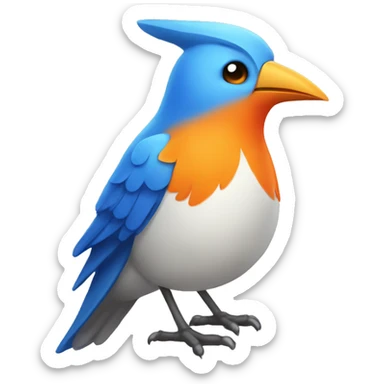 stoic blue bird with an orange beak sticker