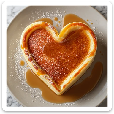 heart-shaped pancake, professional photography style sticker