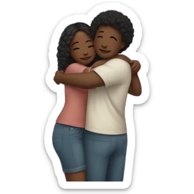 two black inlove emojis hugging from the back sticker