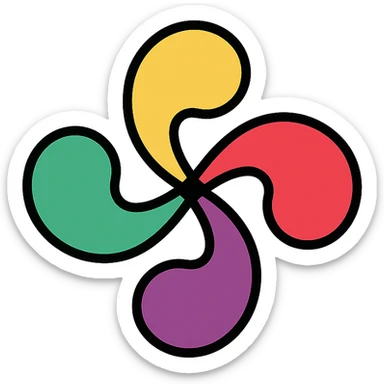 lauburu (Basque cross) icon with lineal color and black outlines sticker