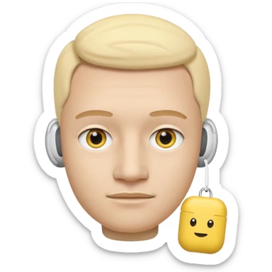 A yellow face exactly like this « 😶 » and wearing airpods max sticker