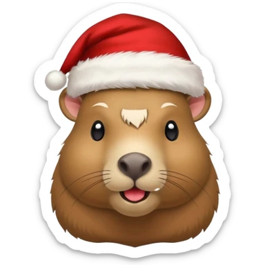 capypara wearing red hat of santa claus sticker
