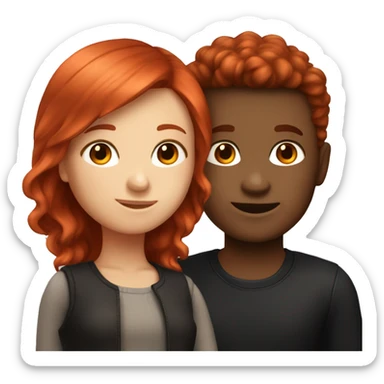 "Emoji of a fair-skinned girl with vibrant red hair and a fair-skinned boy with jet-black hair." sticker