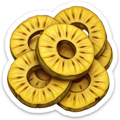 Cinematic Realistic Patacones Dish Emoji, depicted as twice-fried plantain slices with a crispy exterior rendered with detailed textures and dynamic, inviting lighting. sticker