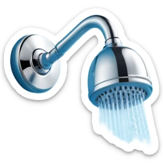 3D render of a modern shower head spraying water, minimal background, Pixar style, soft lighting, clean bathroom chrome aesthetic, slightly playful


 sticker