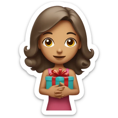 FILLE AVEC UN CADEAU DANS LA MAIN sticker