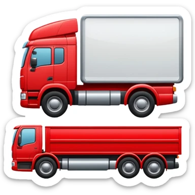 A new red truck with a "TIR" plate turned to the right, without another logo sticker