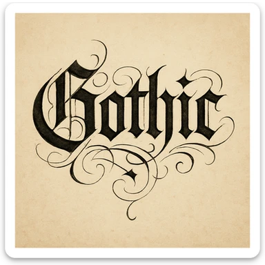 the word 'Gothic' in ornate gothic calligraphy sticker