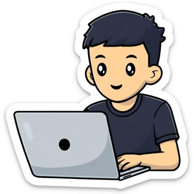 teenager with a laptop sticker