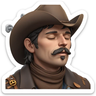cowboy portrait with closed eyes sticker