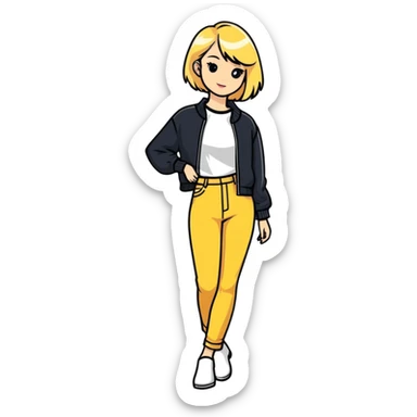 stylish blonde model in a fashionable full body pose sticker