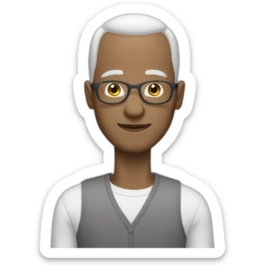 Man without hair grey barb White glasses sticker