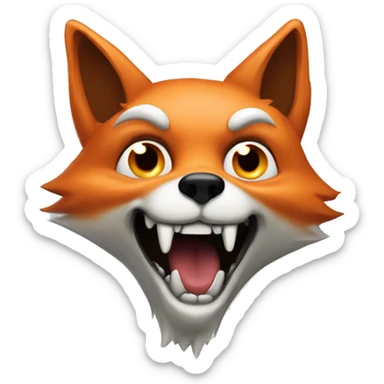 A fox with skulk face , behind there is a ghost sticker