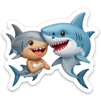  girlkisser shark emoji and it was two girl sharks kiss sticker
