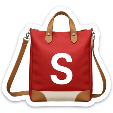 red bags with white logotype "S" sticker