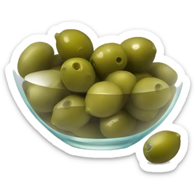 crystal bowl of green olives and wine  sticker