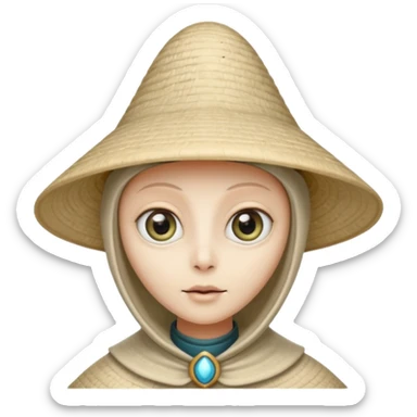 ancient alien with conical hat, white sticker