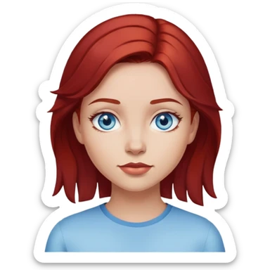 dark red hair girl with light blue eyes  sticker
